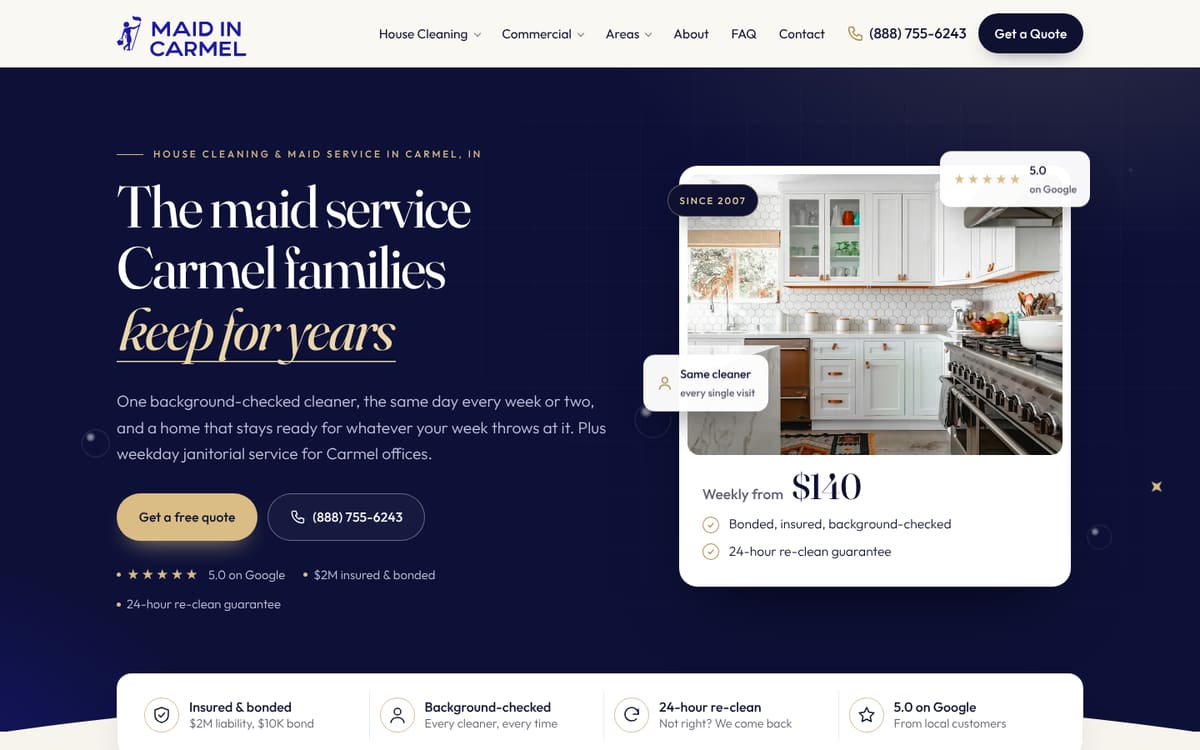 The maidincarmel.com home page